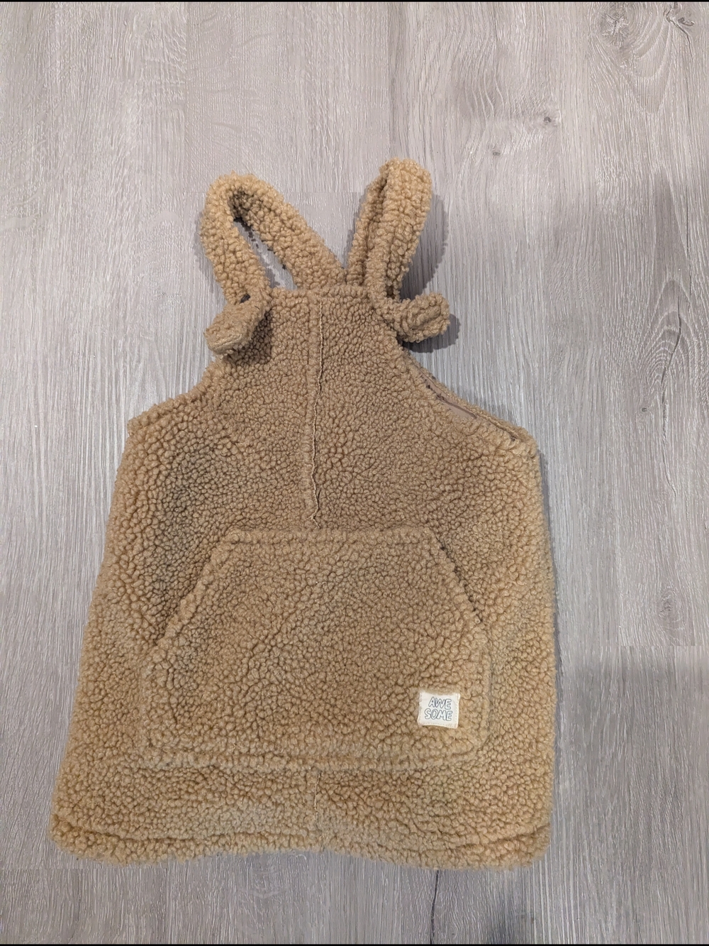 art class Sherpa Bib Overall with Ear Straps in Camel Brown